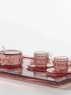 Koffiekopjes met schoteltjes Jellies met structuurpatroon, 4 stuks