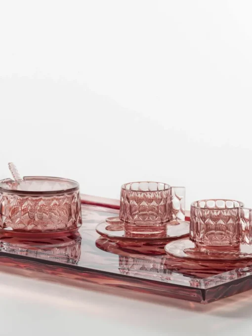 Koffiekopjes met schoteltjes Jellies met structuurpatroon, 4 stuks