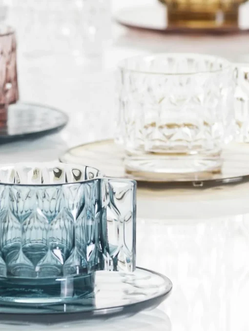 Koffiekopjes met schoteltjes Jellies met structuurpatroon, 4 stuks