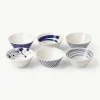 Kommen Pacific blauw van porselein, set van 6