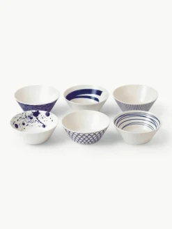 Kommen Pacific blauw van porselein, set van 6