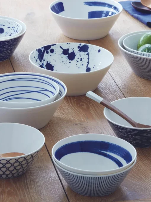 Kommen Pacific blauw van porselein, set van 6
