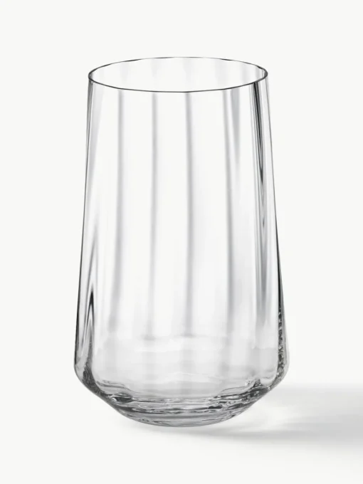 Kristalglazen waterglazen Bernadotte met groefstructuur, 6 stuks