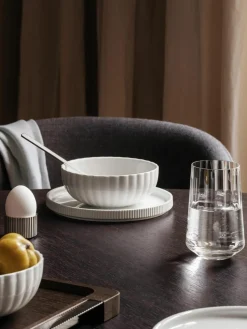 Kristalglazen waterglazen Bernadotte met groefstructuur, 6 stuks