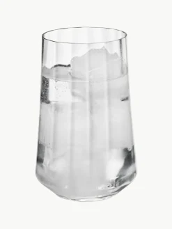 Kristalglazen waterglazen Bernadotte met groefstructuur, 6 stuks