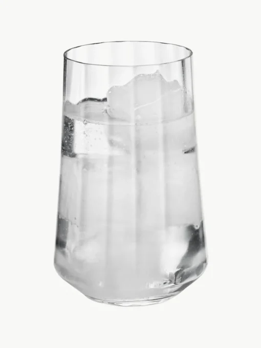 Kristalglazen waterglazen Bernadotte met groefstructuur, 6 stuks