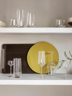 Kristalglazen waterglazen Bernadotte met groefstructuur, 6 stuks