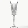 Kristallen champagneglazen Timeless met groefreliëf, 6 stuks