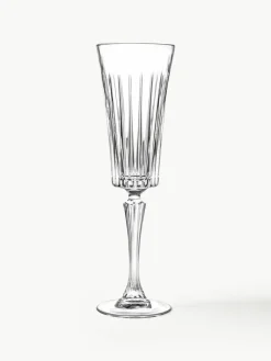 Kristallen champagneglazen Timeless met groefreliëf, 6 stuks