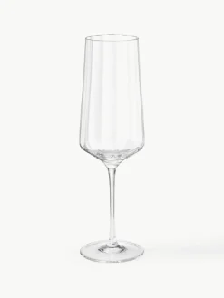 Kristallen champagneglazen Bernadotte met groefstructuur, 6 stuks