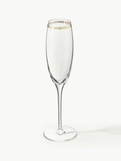 Kristallen champagneglazen Dvorak met goudkleurige decoratie, 6 stuks
