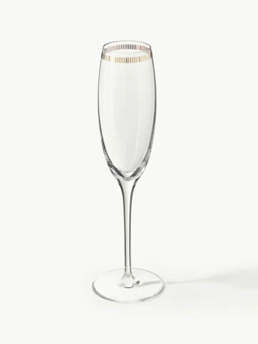 Kristallen champagneglazen Dvorak met goudkleurige decoratie, 6 stuks