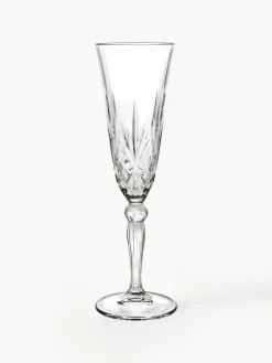 Kristallen champagneglazen Melodia met reliëf, 6 stuks