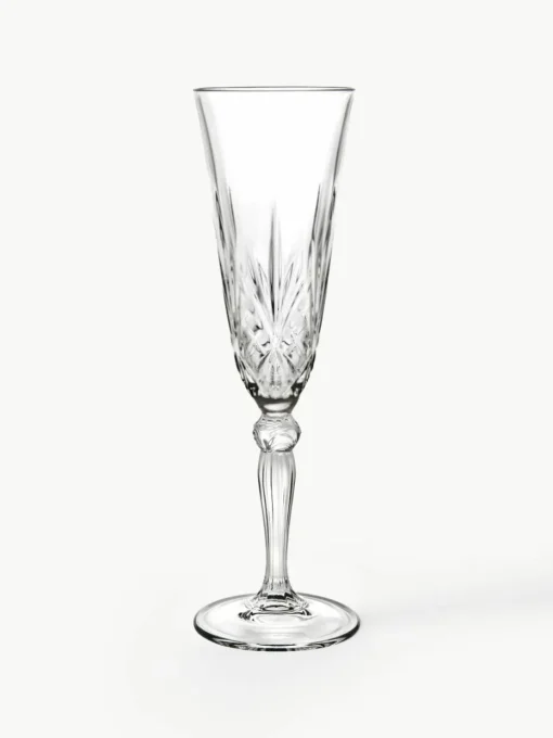 Kristallen champagneglazen Melodia met reliëf, 6 stuks