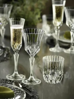 Kristallen champagneglazen Adagio met reliëf, 6 stuks