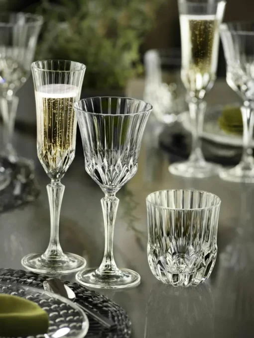 Kristallen champagneglazen Adagio met reliëf, 6 stuks