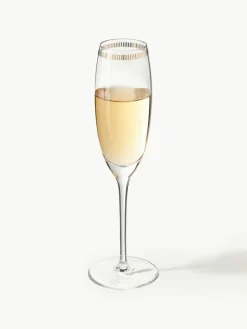Kristallen champagneglazen Dvorak met goudkleurige decoratie, 6 stuks