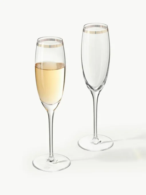 Kristallen champagneglazen Dvorak met goudkleurige decoratie, 6 stuks