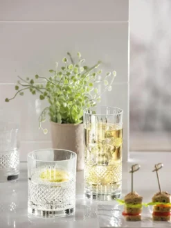 Kristallen glazen Brillante met reliëf, 6 stuks