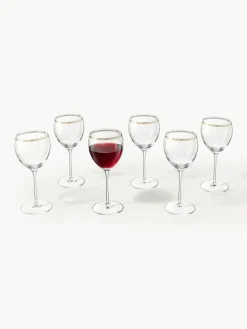 Kristallen wijnglazen Dvorak met goudkleurige decoratie, 6 stuks