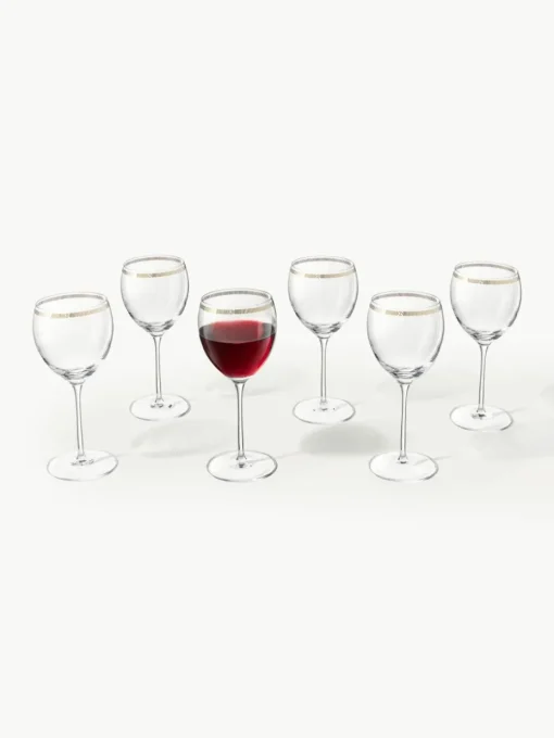 Kristallen wijnglazen Dvorak met goudkleurige decoratie, 6 stuks