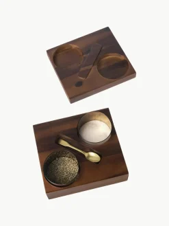 Kruidendoosjes Wood van acaciahout, set van 7
