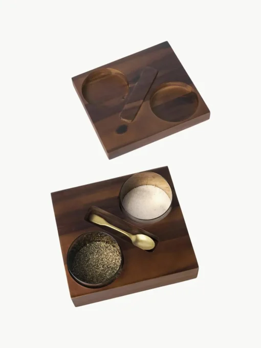 Kruidendoosjes Wood van acaciahout, set van 7