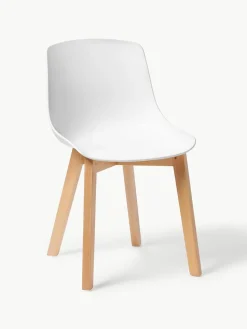 Kunststoffen stoelen Dave met houten poten, 2 stuks