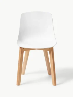 Kunststoffen stoelen Dave met houten poten, 2 stuks