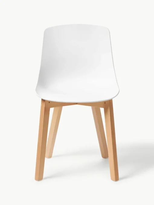 Kunststoffen stoelen Dave met houten poten, 2 stuks