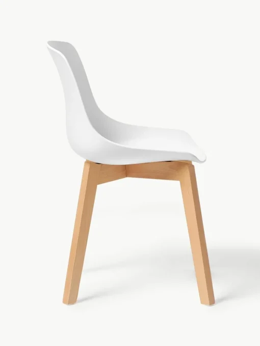 Kunststoffen stoelen Dave met houten poten, 2 stuks