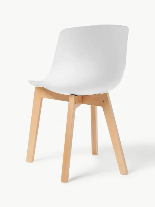 Kunststoffen stoelen Dave met houten poten, 2 stuks
