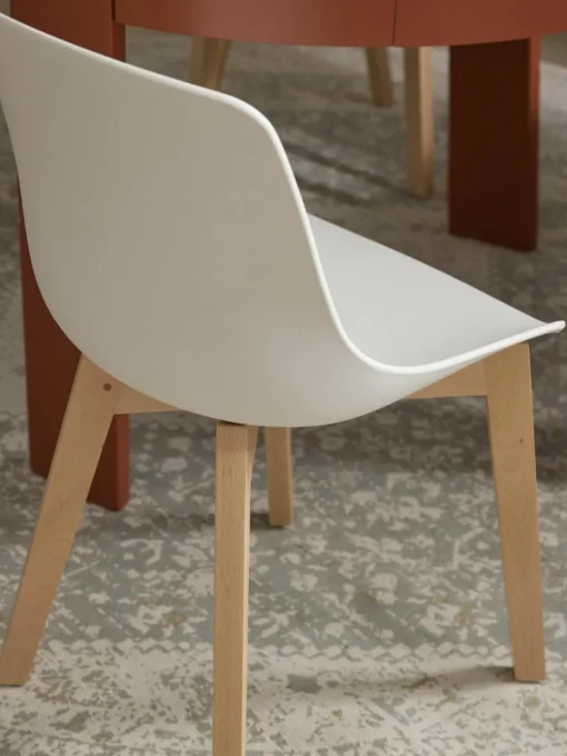 Kunststoffen stoelen Dave met houten poten, 2 stuks