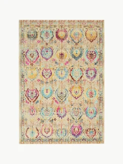 Laagpolig vloerkleed Kashan Vintage met ornamenten