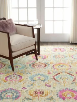 Laagpolig vloerkleed Kashan Vintage met ornamenten