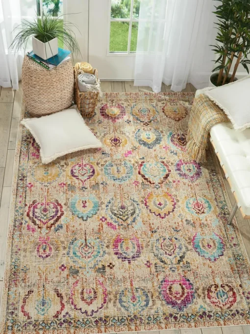 Laagpolig vloerkleed Kashan Vintage met ornamenten