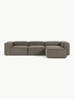 Lennon modulaire bank (4-zits) in bouclé met poef (links/rechts)
