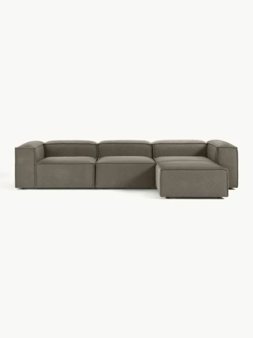 Lennon modulaire bank (4-zits) in bouclé met poef (links/rechts)