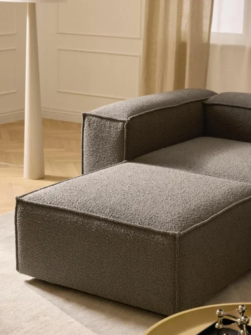 Lennon modulaire bank (4-zits) in bouclé met poef (links/rechts)