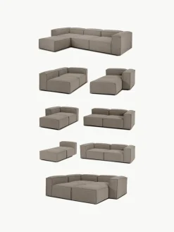 Lennon modulaire bank (4-zits) in bouclé met poef (links/rechts)