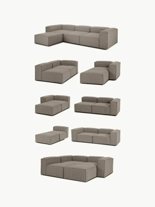 Lennon modulaire bank (4-zits) in bouclé met poef (links/rechts)