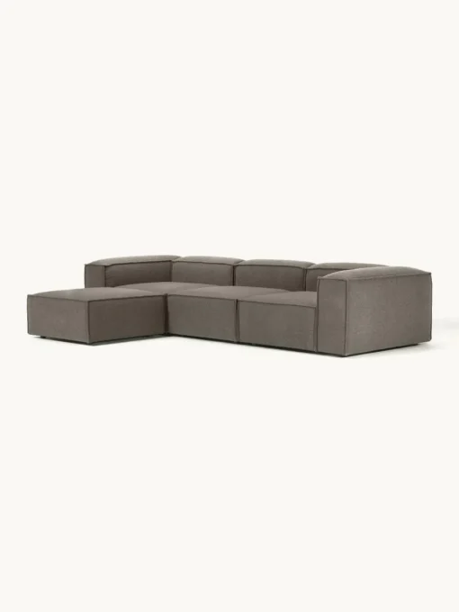 Lennon modulaire bank (4-zits) in bouclé met poef (links/rechts)