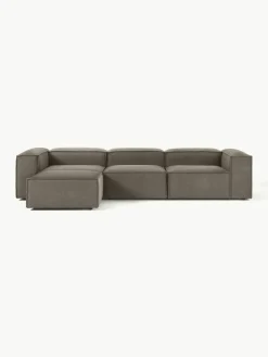 Lennon modulaire bank (4-zits) in bouclé met poef (links/rechts)
