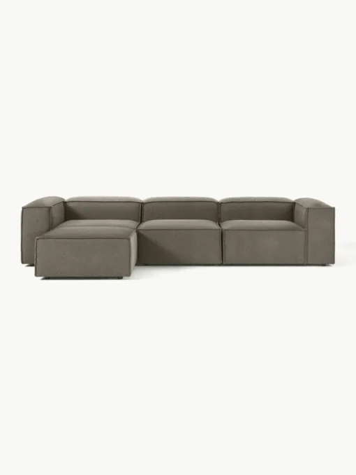 Lennon modulaire bank (4-zits) in bouclé met poef (links/rechts)