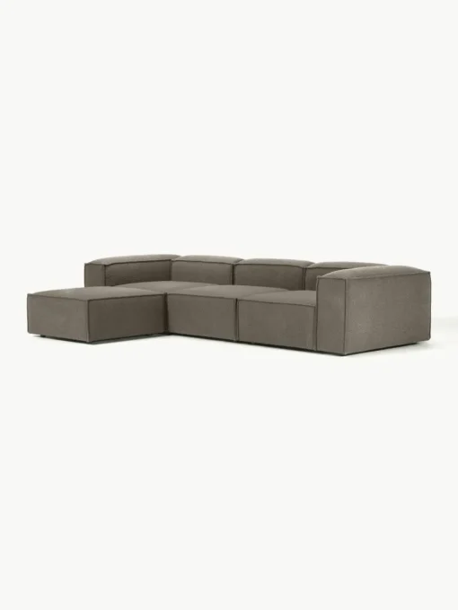 Lennon modulaire bank (4-zits) in bouclé met poef (links/rechts)