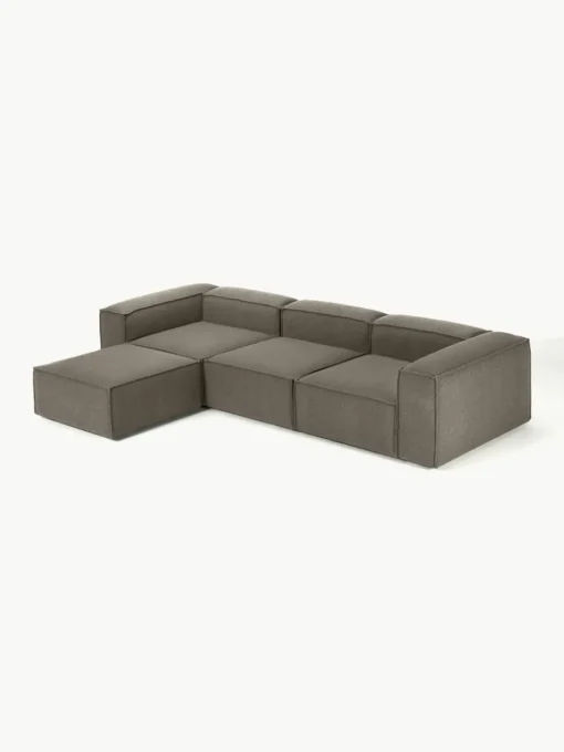 Lennon modulaire bank (4-zits) in bouclé met poef (links/rechts)