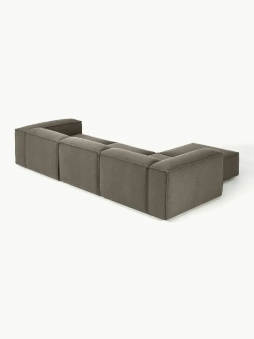 Lennon modulaire bank (4-zits) in bouclé met poef (links/rechts)