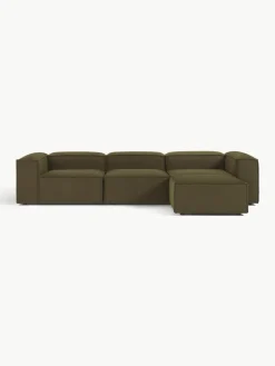 Lennon 4-zits modulaire bank in bouclé met poef (links/rechts)