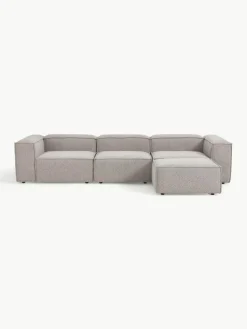 Lennon 4-zits modulaire bank in bouclé met poef (links/rechts)