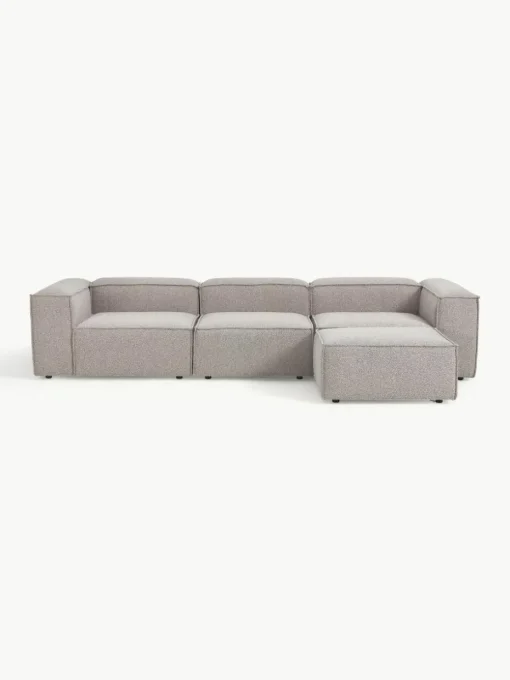 Lennon 4-zits modulaire bank in bouclé met poef (links/rechts)